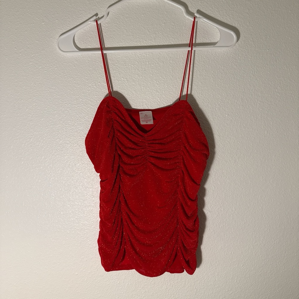 No Boundaries Red Ruched Camisole